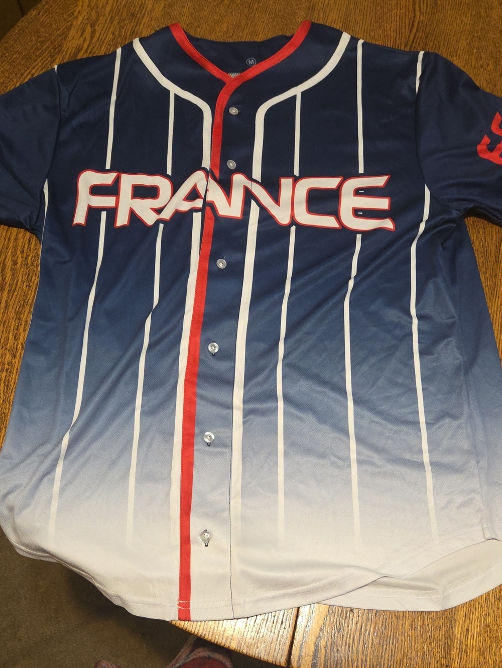 France Navy Blue Cheer Jersey with Red And White Trim